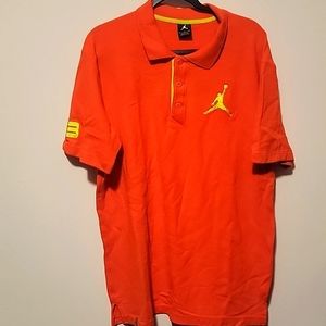 Men's Nike Air Jordan Orange and Neon Yellow Polo Shirt, size XL